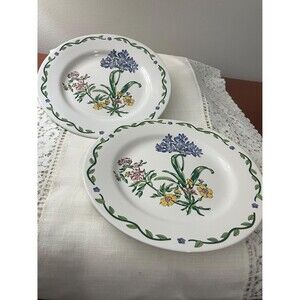 Vintage International Tableworks Terrace Blossoms Floral Stoneware Plates (Set2)